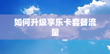如何升级享乐卡套餐流量