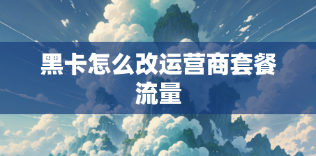 黑卡怎么改运营商套餐流量 黑卡怎么改运营商套餐流量