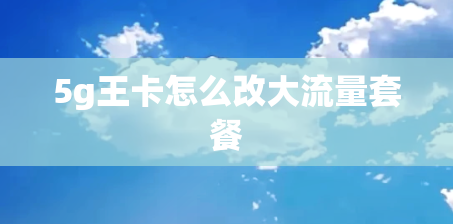 5g王卡怎么改大流量套餐