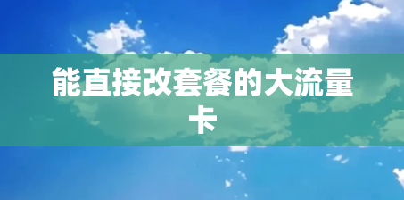 能直接改套餐的大流量卡 能直接改套餐的大流量卡