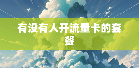 有没有人开流量卡的套餐