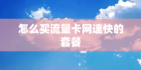 怎么买流量卡网速快的套餐