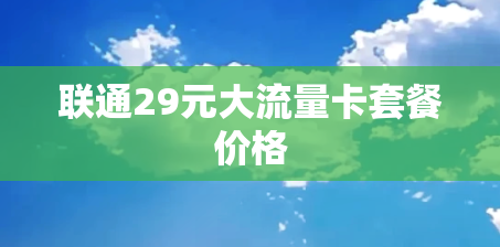 联通29元大流量卡套餐价格