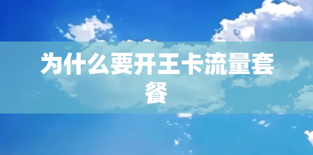 为什么要开王卡流量套餐