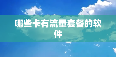 哪些卡有流量套餐的软件