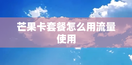 芒果卡套餐怎么用流量使用