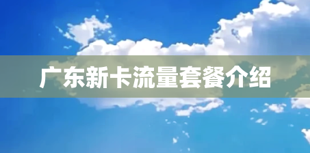 广东新卡流量套餐介绍
