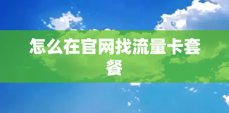 怎么在官网找流量卡套餐